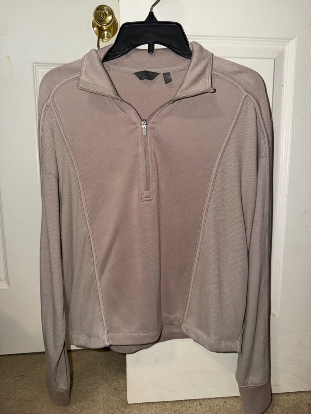 Danskin Zip-Front Pullover Sweater - Taupe